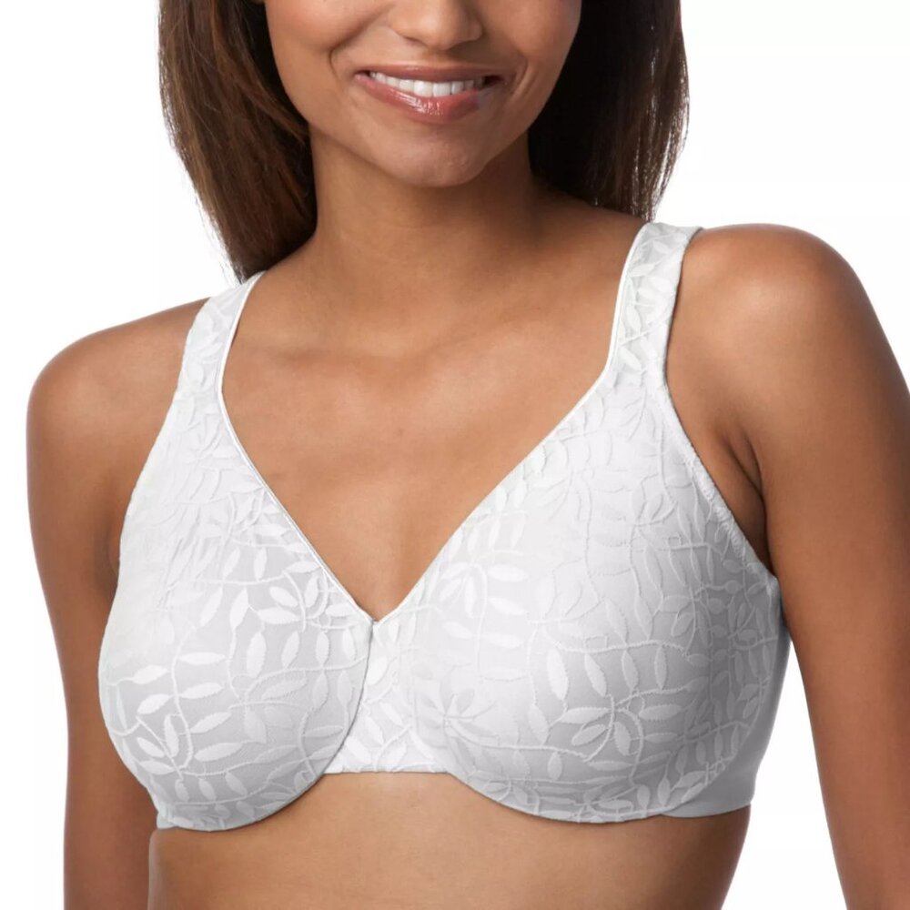 Olga Sheer Leaves Lace Full Coverage Minimizer Bra 35519 sz 38DD White New